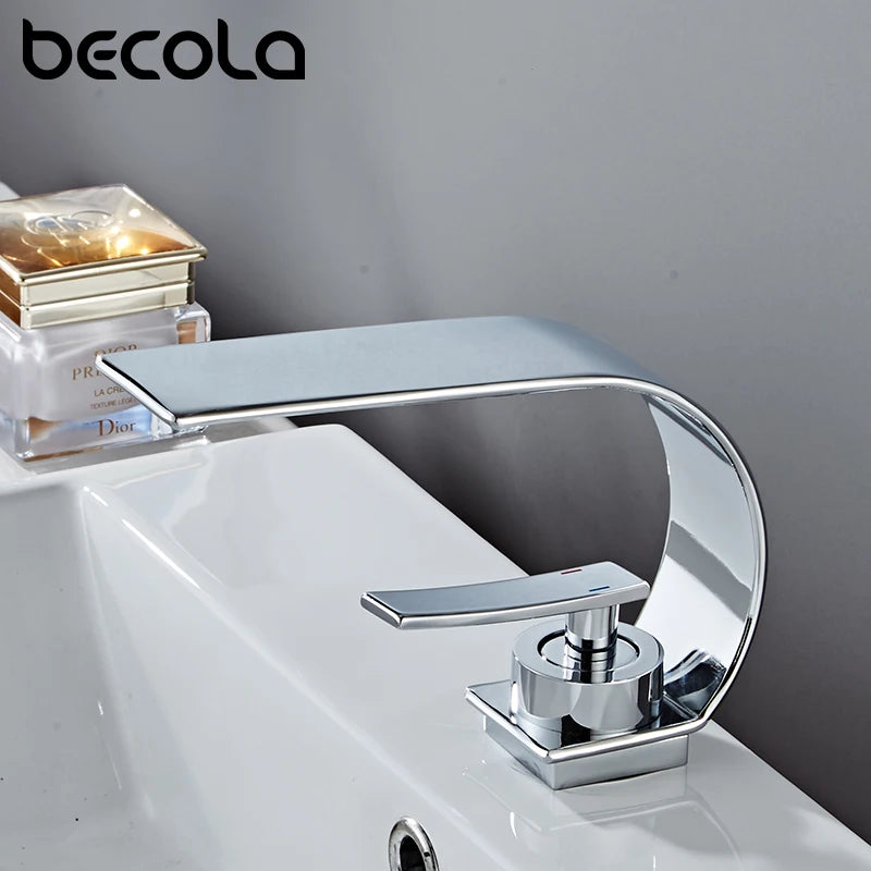 Becola Wholesale And Retail Deck Mount Waterfall Bathroom Basin Faucet Vanity Vessel Sinks Mixer Tap Cold And Hot Water Tap