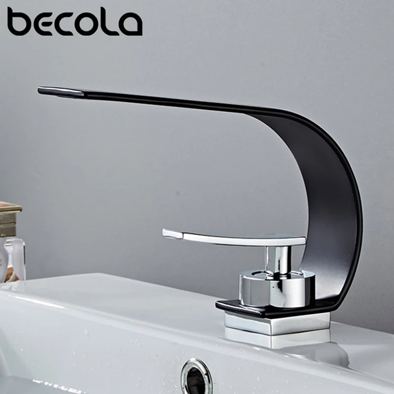 Becola Wholesale And Retail Deck Mount Waterfall Bathroom Basin Faucet Vanity Vessel Sinks Mixer Tap Cold And Hot Water Tap