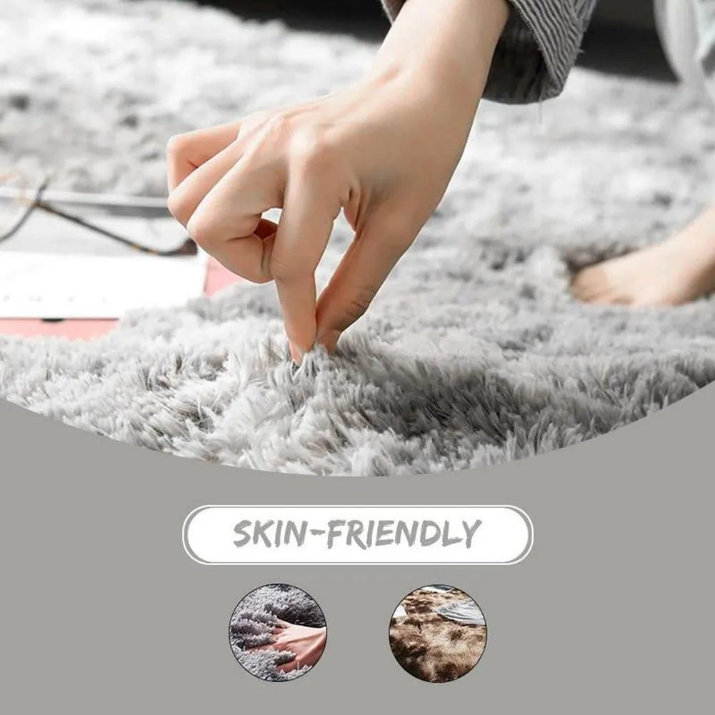 40/60/80cm Small Round Shaggy Rug Soft Anti-Skid Mat Living Room Bedroom Carpet Home Decor Winter Colorful Tie Dye Print Rugs