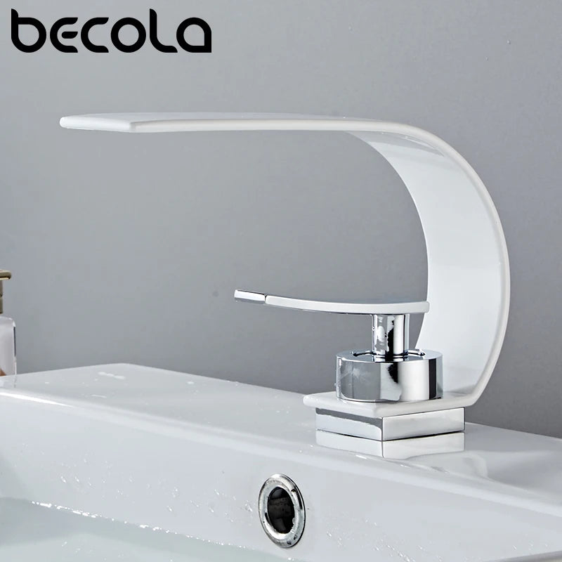 Becola Wholesale And Retail Deck Mount Waterfall Bathroom Basin Faucet Vanity Vessel Sinks Mixer Tap Cold And Hot Water Tap