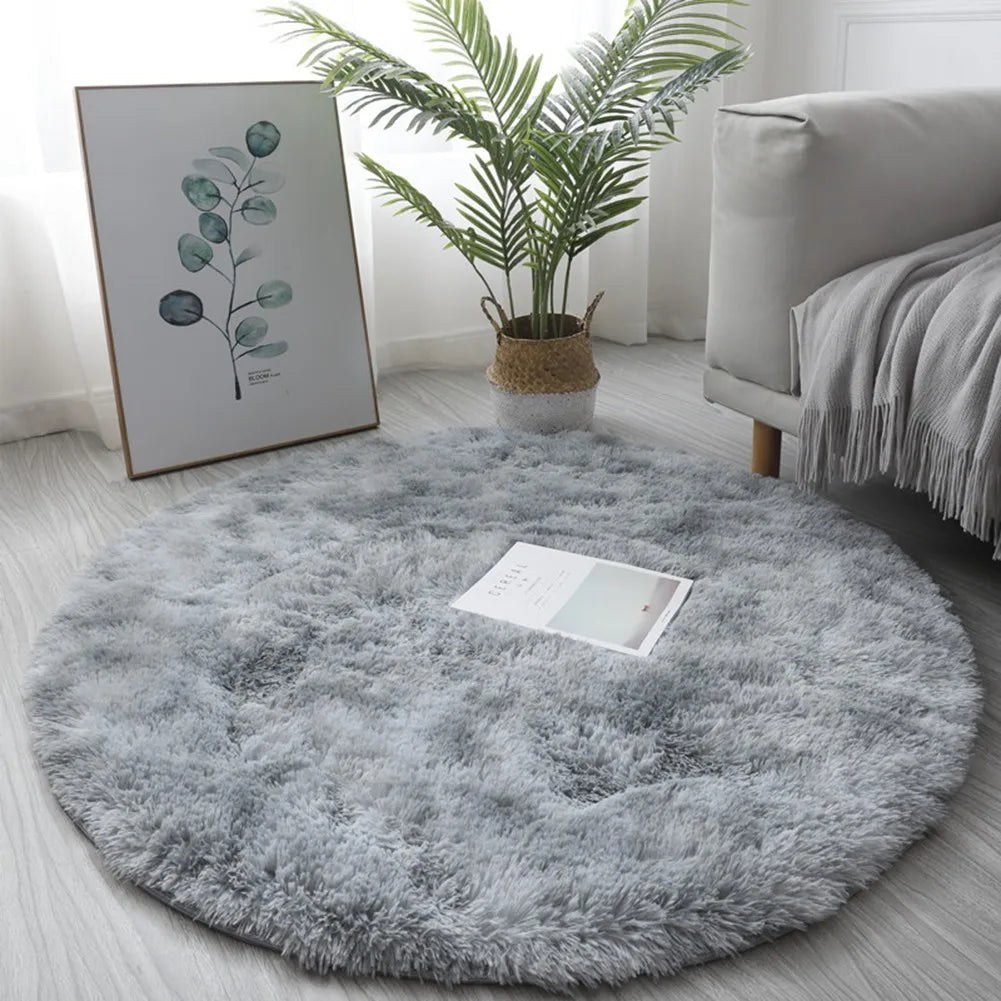 40/60/80cm Small Round Shaggy Rug Soft Anti-Skid Mat Living Room Bedroom Carpet Home Decor Winter Colorful Tie Dye Print Rugs