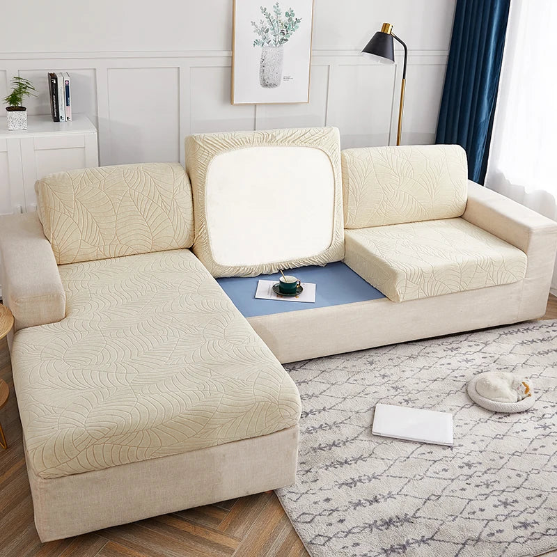 Waterproof Seat Cushion Cover Jacquard Elastic Sofa Cover Adjustable Removable Furniture Protector for Pets Kids Chair Cover