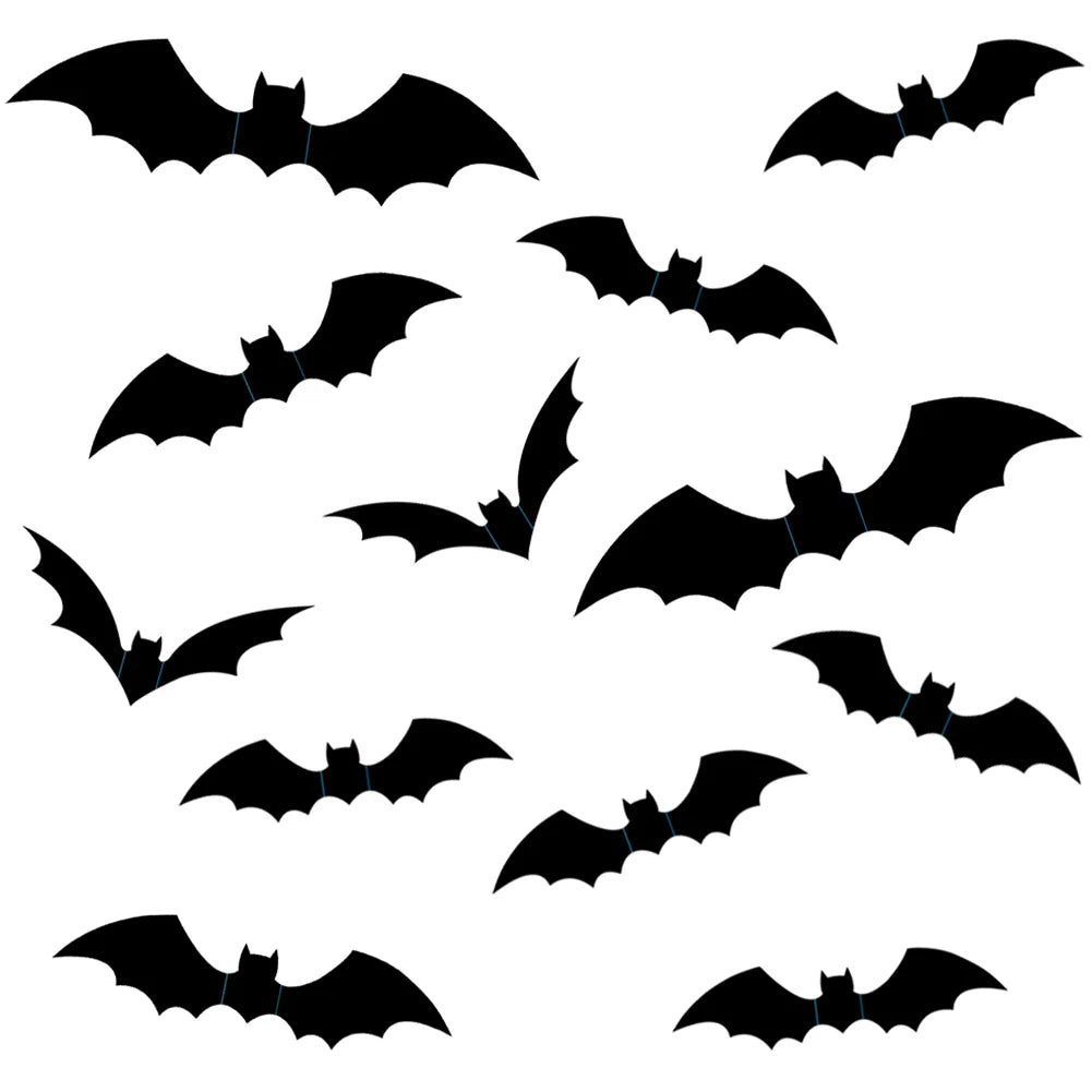 72/48/12Pcs 3D Wall Stickers Bat Stickers Halloween Decoration Vinyl Sticker Bat Sticker for Home Halloween Party Decorations