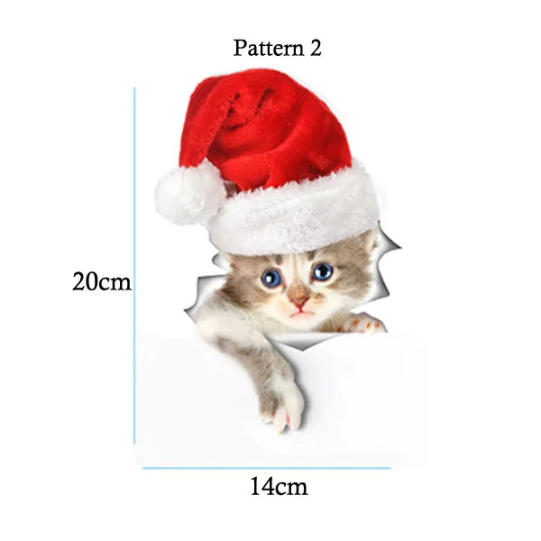 Cute Cats Wall Sticker Hole View Vivid Dogs Bathroom 3D Stickers For Home Decoration Animals Decals Self-adhesive Poster
