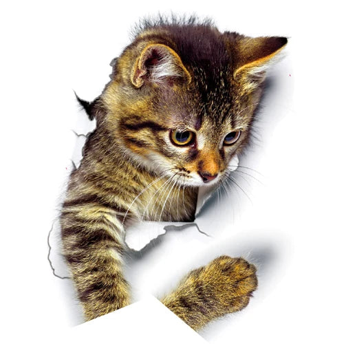 Cute Cats Wall Sticker Hole View Vivid Dogs Bathroom 3D Stickers For Home Decoration Animals Decals Self-adhesive Poster
