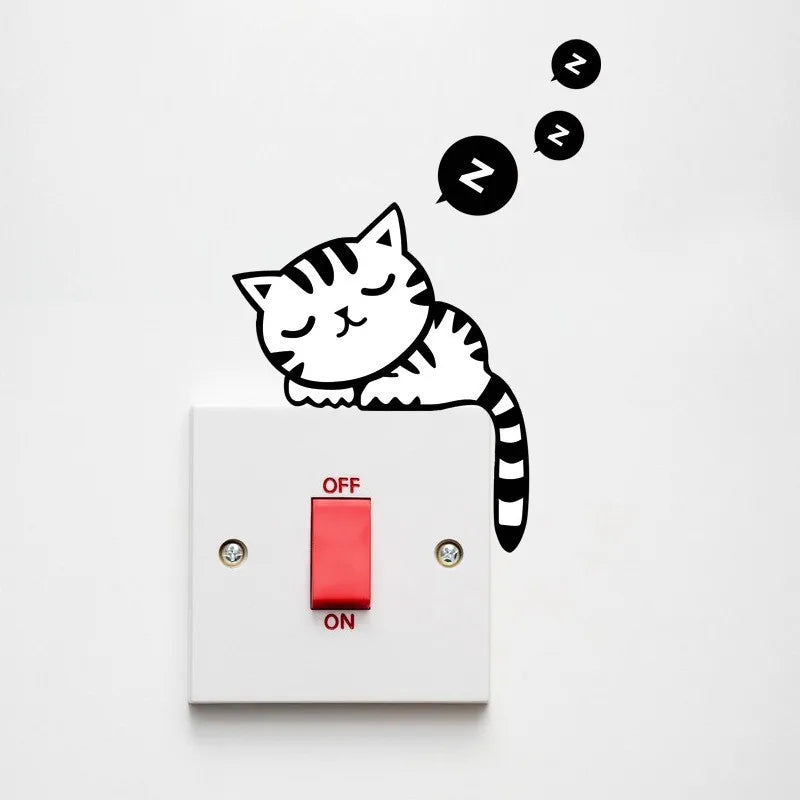 Cute Cats Wall Sticker Hole View Vivid Dogs Bathroom 3D Stickers For Home Decoration Animals Decals Self-adhesive Poster