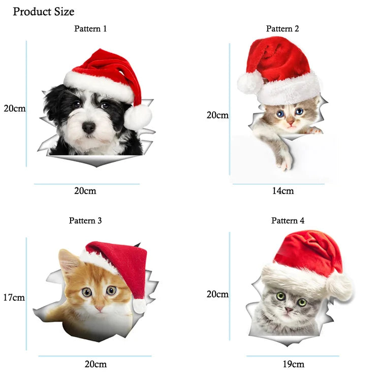 Cute Cats Wall Sticker Hole View Vivid Dogs Bathroom 3D Stickers For Home Decoration Animals Decals Self-adhesive Poster