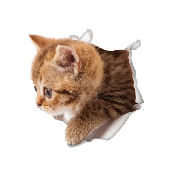 Cute Cats Wall Sticker Hole View Vivid Dogs Bathroom 3D Stickers For Home Decoration Animals Decals Self-adhesive Poster