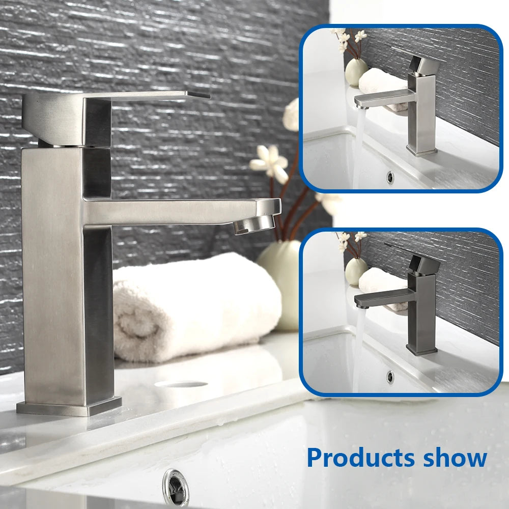 Basin Sink Bathroom Faucet Deck Mounted Hot Cold Water Basin Mixer Taps Matte Black Lavatory Sink Tap Crane(hose not include)