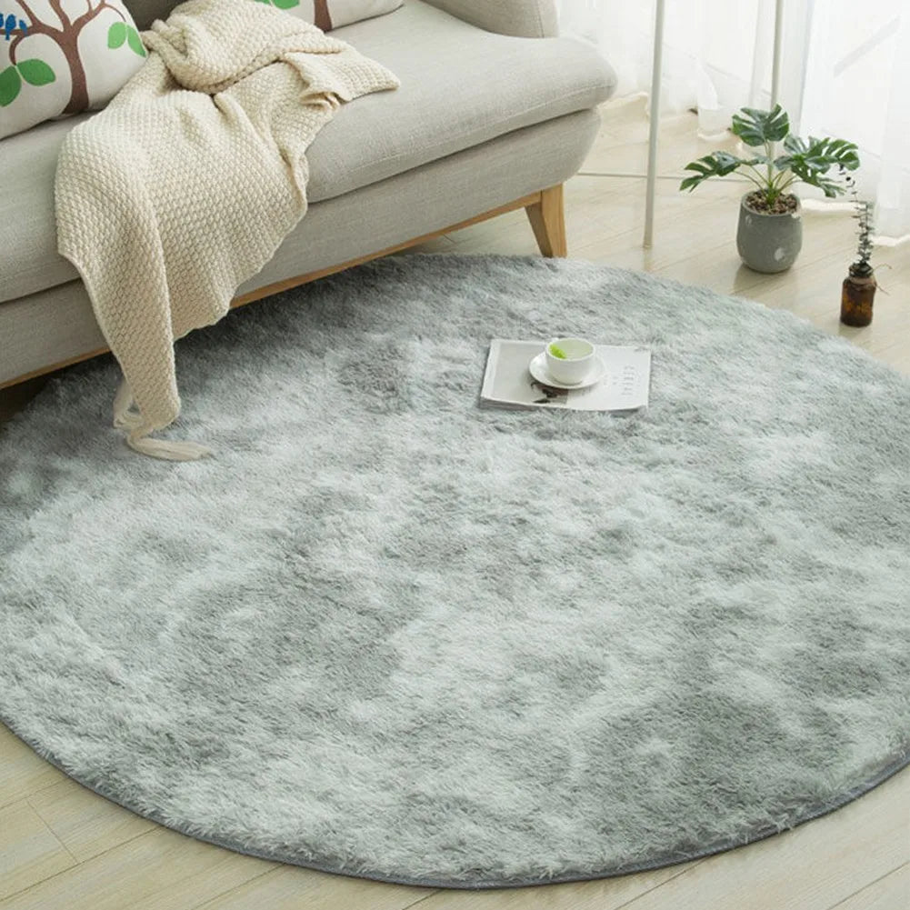 40/60/80cm Small Round Shaggy Rug Soft Anti-Skid Mat Living Room Bedroom Carpet Home Decor Winter Colorful Tie Dye Print Rugs