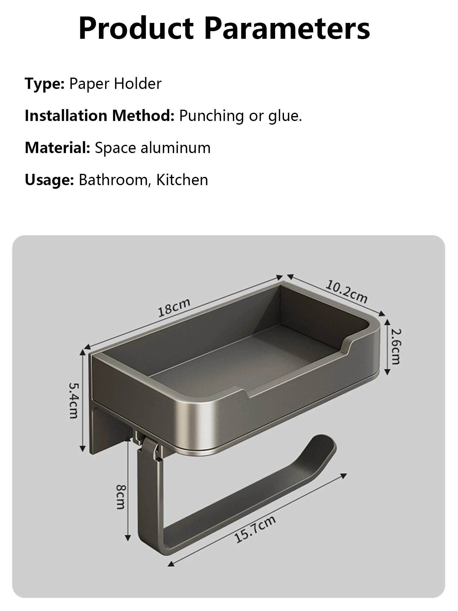 Toilet Paper Holder Space Aluminum Wall Mounted Black Toilet Paper Roll Holder Bathroom Accessories Hardware Decor Storage Shelf