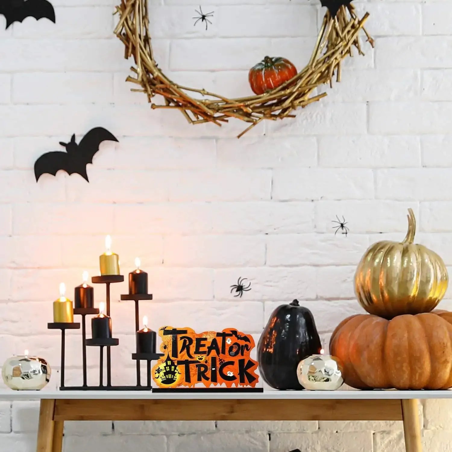 Creative Halloween Wooden Handicraft Decoration Halloween Desktop Ornaments Set Happy Helloween Party Trick ot Treat Decor