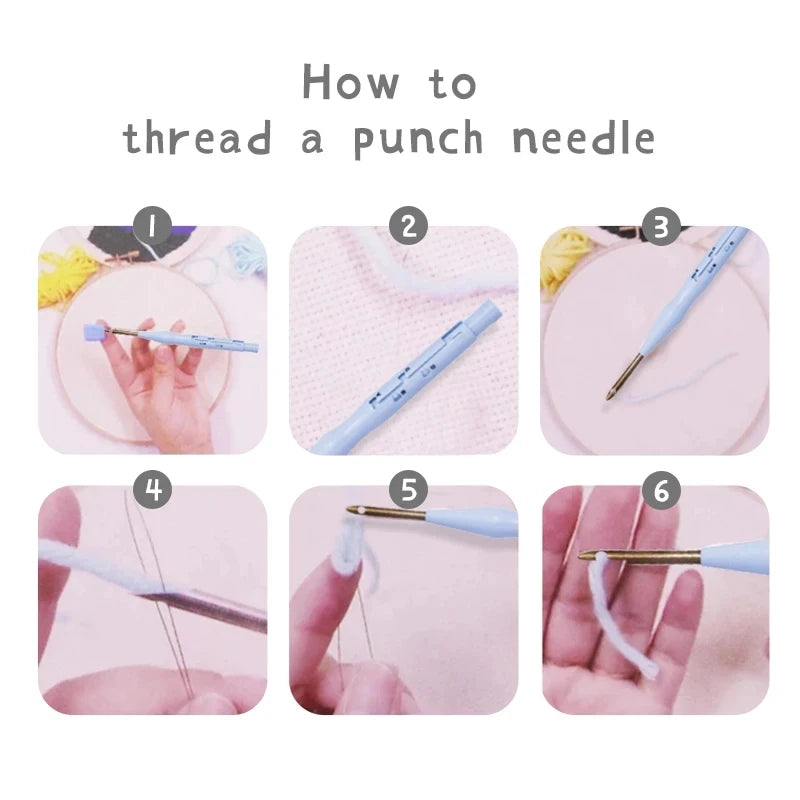 DIY Punch Needle Kits for Beginners Cute Animal with Hoop Embroidery Punch Needle Starter Craft Set Giraffe Festival Gift