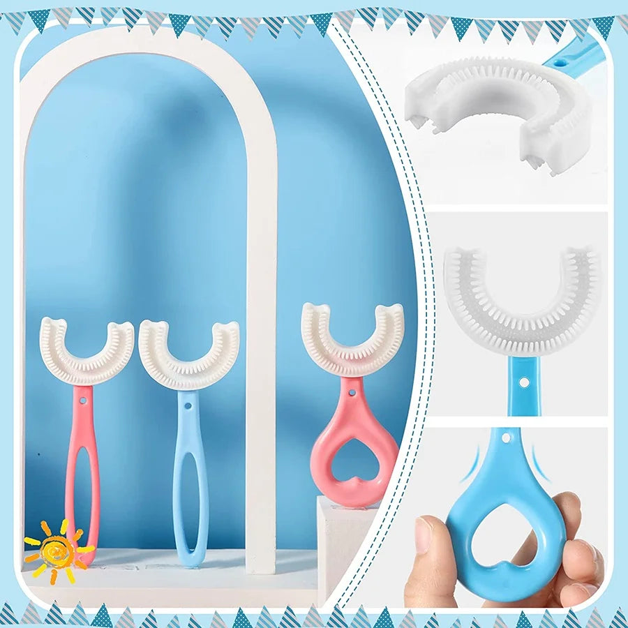 360 Degree U-Shaped Toothbrush BPA Free For Kids 2-12 Years Old Children's oral cleaning toothbrush brushing tool