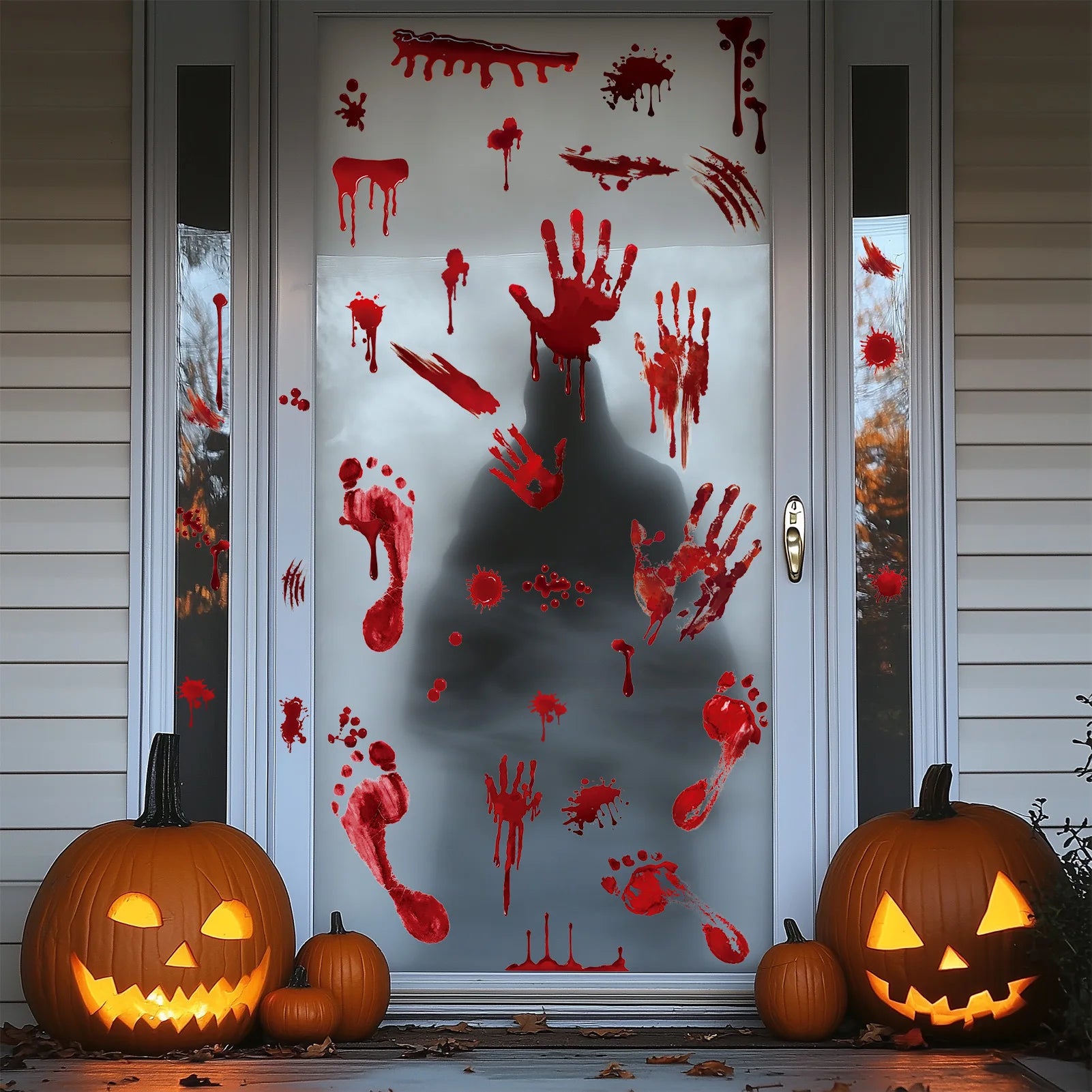 5 pcs New Halloween Blood Handprint bedroom living room creative decoration can remove waterproof Halloween wall stickers