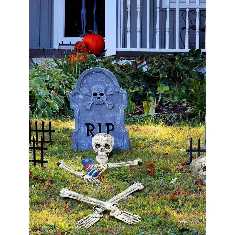Halloween Skeleton Stake Decorations, Realistic Skull Halloween Props, Spooky Yard Decoration with Arm, Garden Halloween Decor
