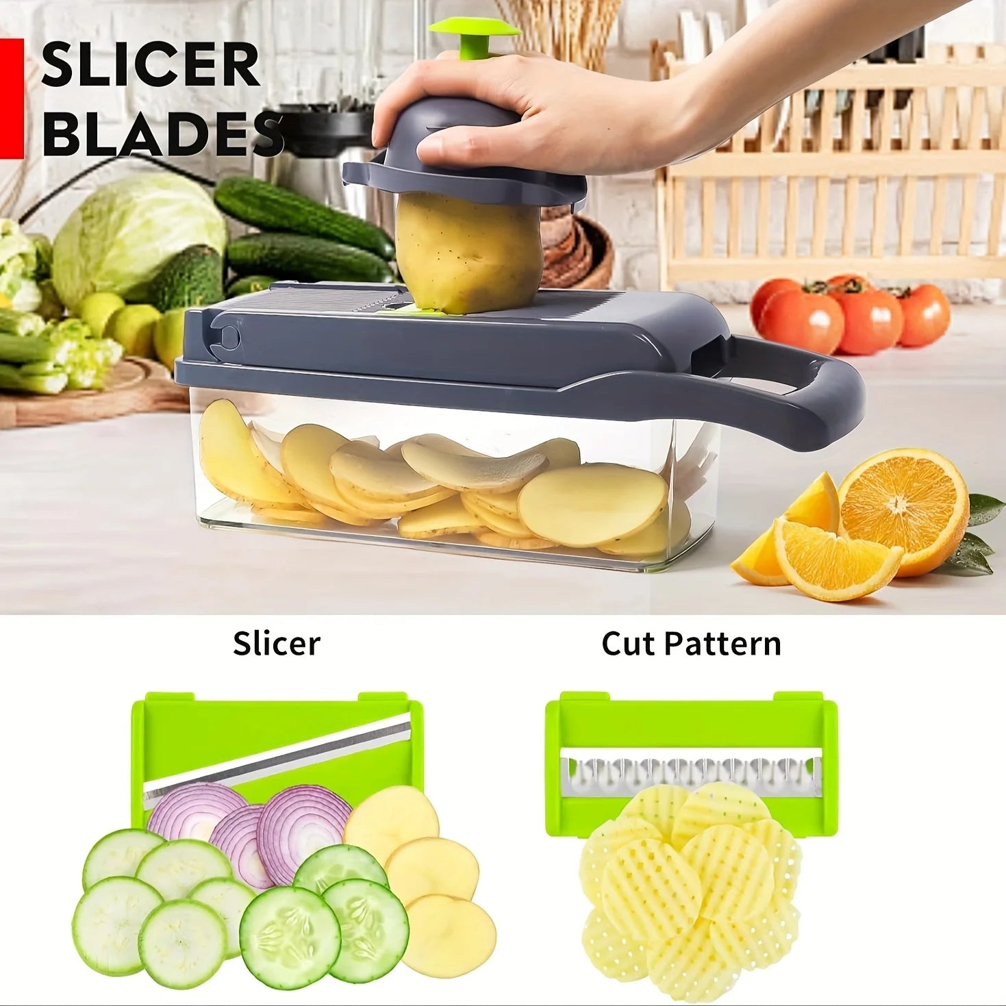 16-in-1 Vegetable Chopper, Professional Onion Chopper, Multifunctional Food Chopper, Kitchen Vegetable Slicer And Dicer