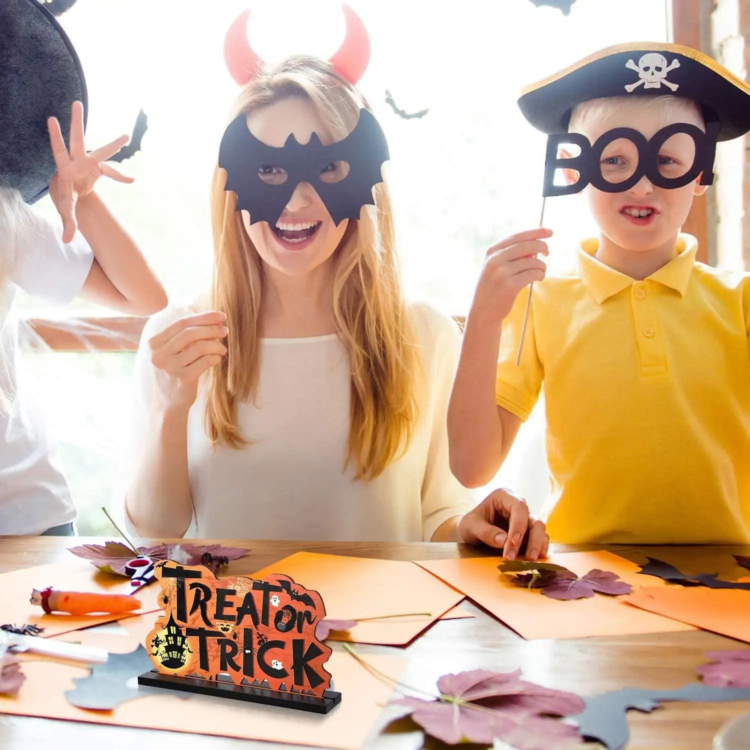 Creative Halloween Wooden Handicraft Decoration Halloween Desktop Ornaments Set Happy Helloween Party Trick ot Treat Decor