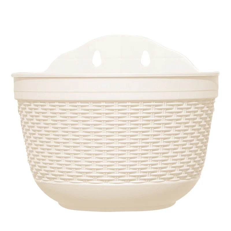1 Pcs Imitation Rattan Weaving Creative Flower Planter Garden Pot Flowerpot Wall Hanging Plant Grow Basin Baskets Yard Balcony