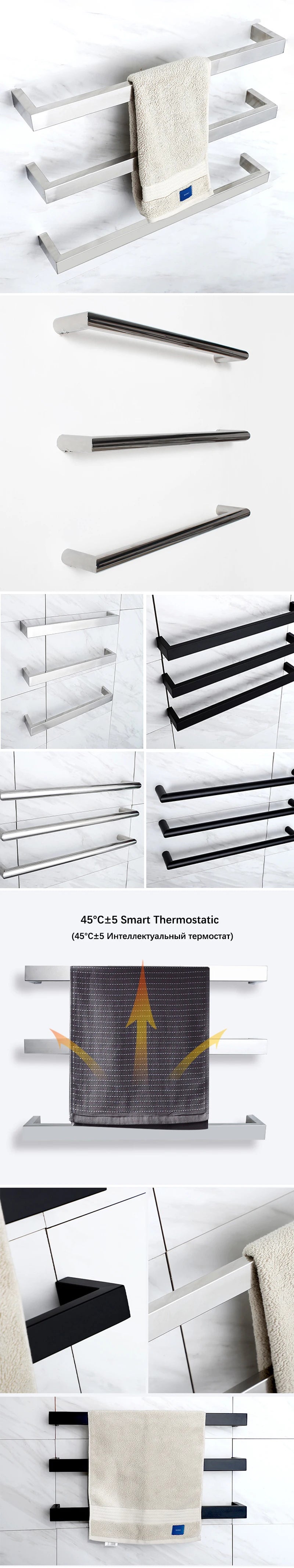 Household Smart Thermostatic Towel Radiator.Hotel Electric Towel Rail.Hidden Cable Towel Dryer.Stainless Steel Bath Towel Warmer