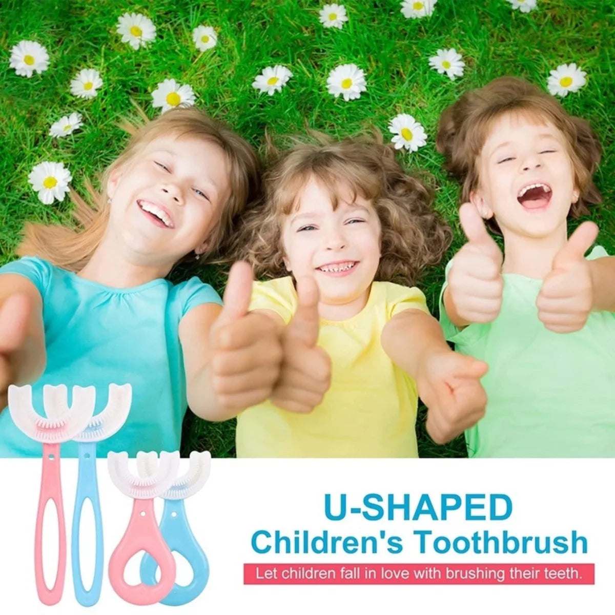 360 Degree U-Shaped Toothbrush BPA Free For Kids 2-12 Years Old Children's oral cleaning toothbrush brushing tool