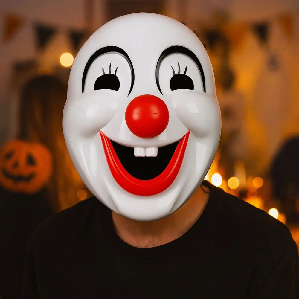 Ghost Dress Up Red Nose Halloween Clown Mask Funny Scary Clown Makeup Mask PVC Happy Clown Costume Cosplay Event
