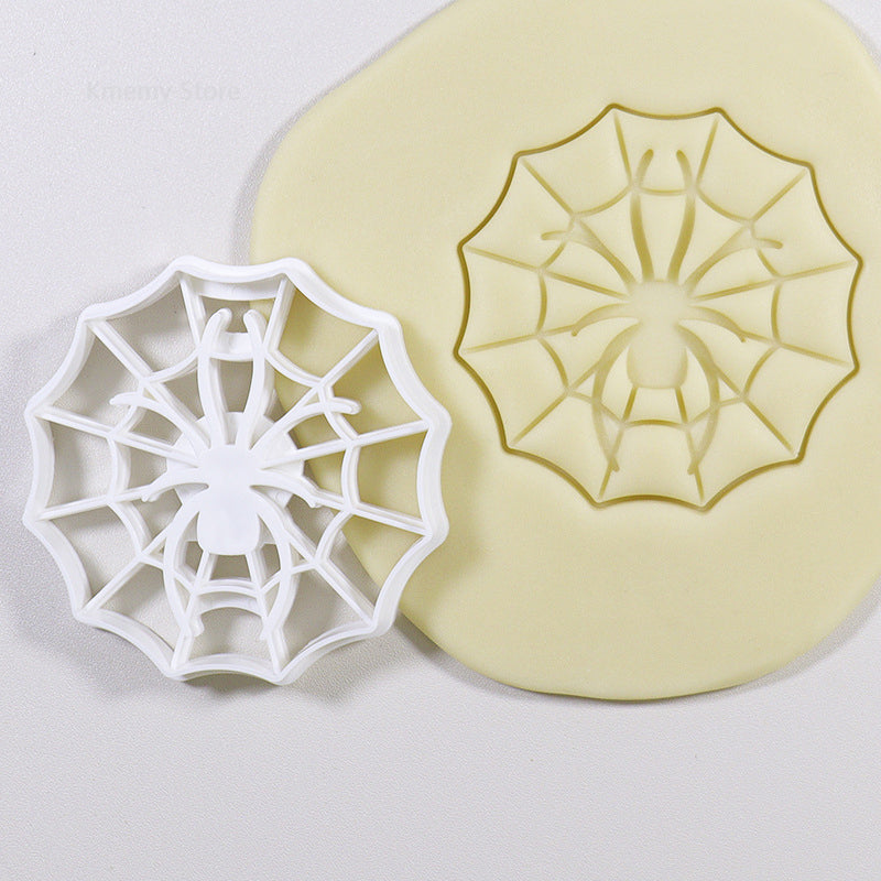 2/1pc Halloween Spider Web 3D Cookie Cutters Cartoon Spider Plastic Pressable Biscuit Stamp Chocolate Mold Cake Decorating Tools