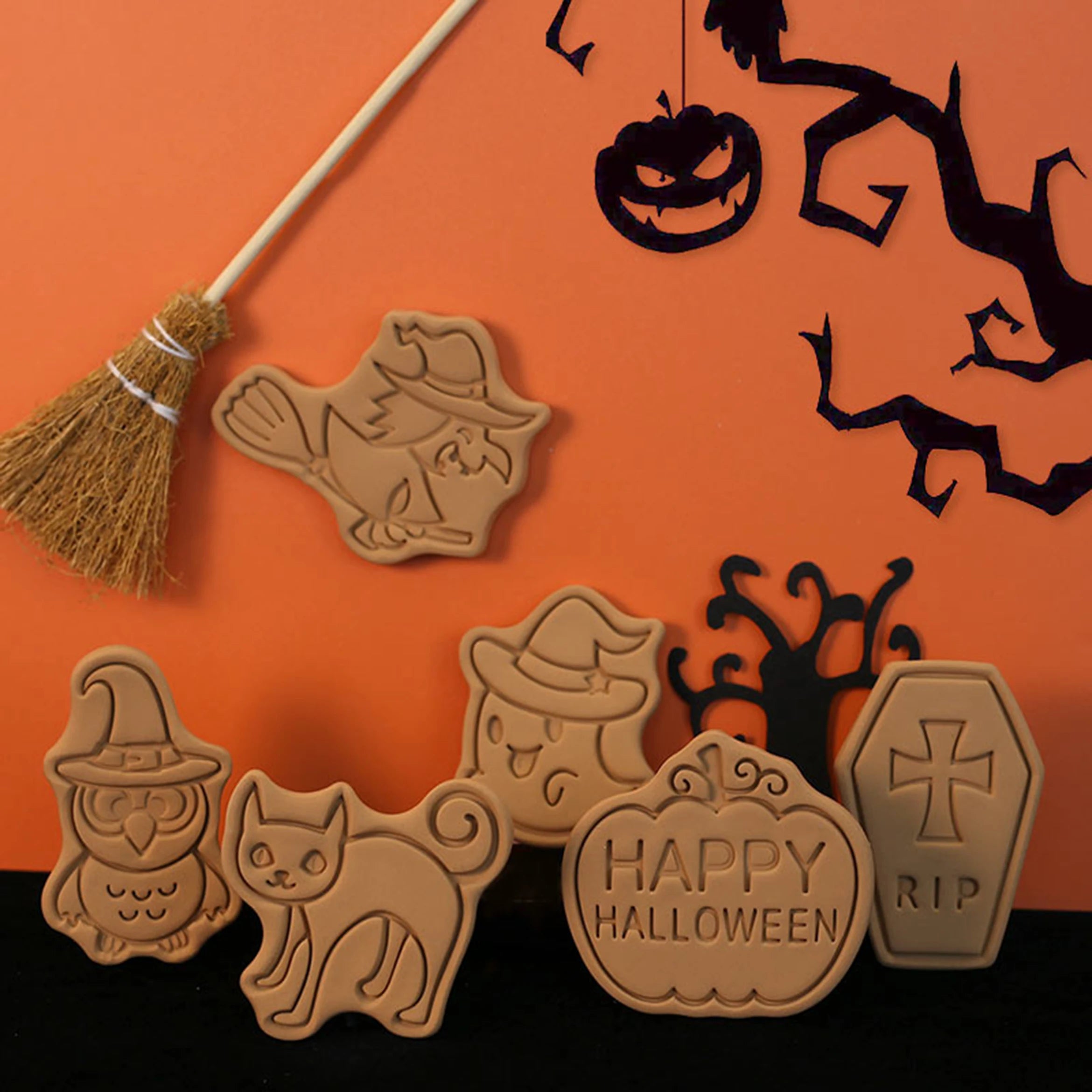 8Pcs Halloween Cookie Cutters 3D Pumpkin Ghost Biscuit Cutter Cookie Molds Kitchen Pastry Baking Tools Halloween Decoration 2024
