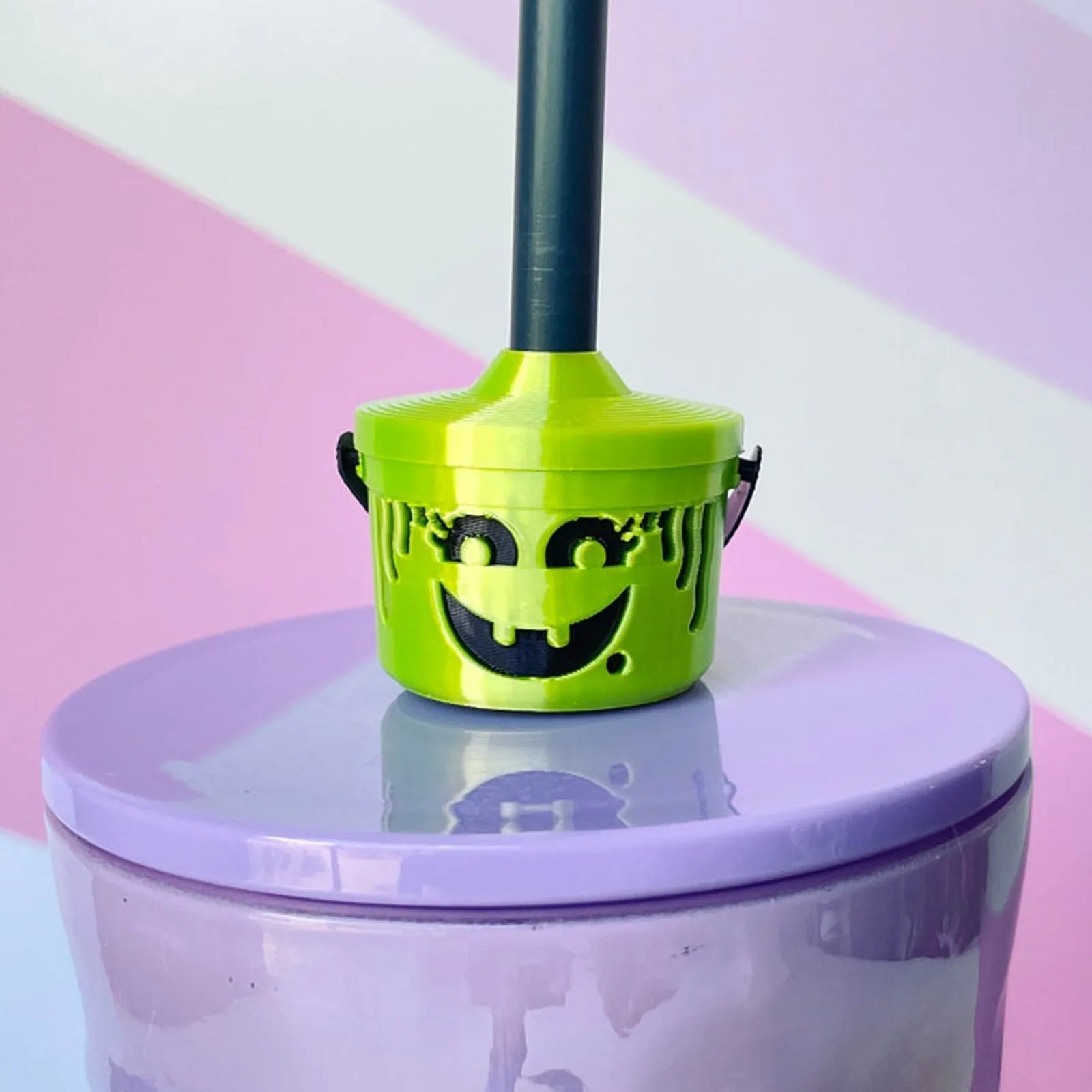 Halloween Buckets Straw Toppers Creative Funny Straw Decoration Multifunctional Pumpkin Bucket Straw Protector for Home Kitchen