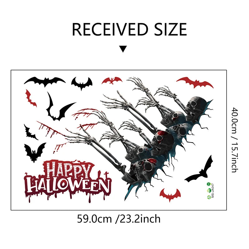 Halloween 3D Floor Wall Stickers Scary Ghost Removable Interior Decoration Scary Atmosphere Bar Party Spooky Decoration Props