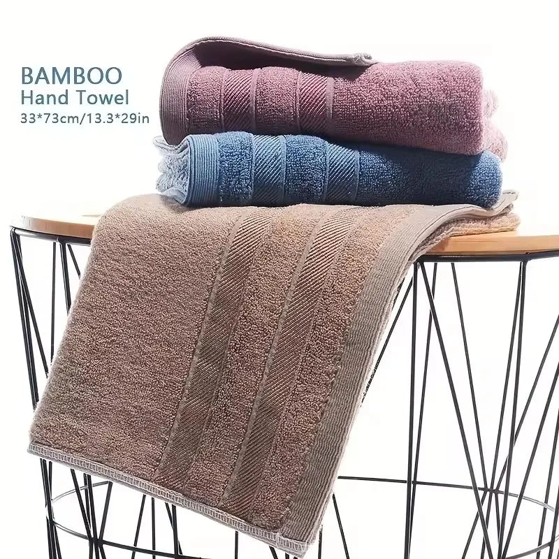 1 PC Premium Bamboo Cotton Hand Towel - Natural Sustainable Hypo-Allergenic High Absorbent Super Soft Luxury for Home