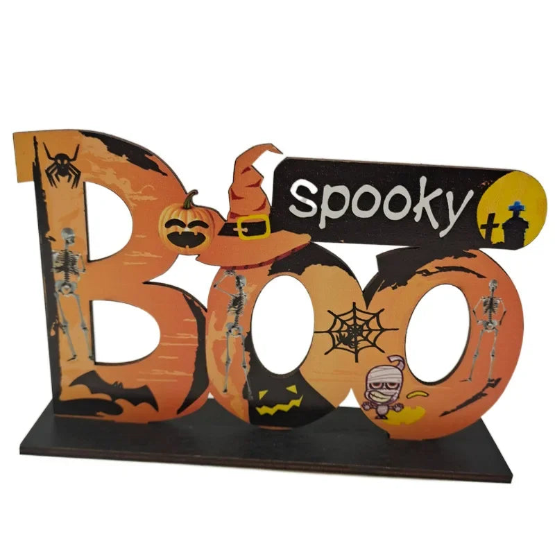 Creative Halloween Wooden Handicraft Decoration Halloween Desktop Ornaments Set Happy Helloween Party Trick ot Treat Decor