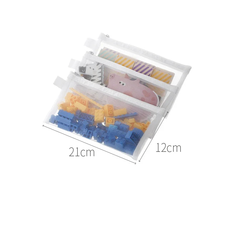 Toy storage bag building block puzzle sub-package bag children small particle zipper transparent finishing storage box