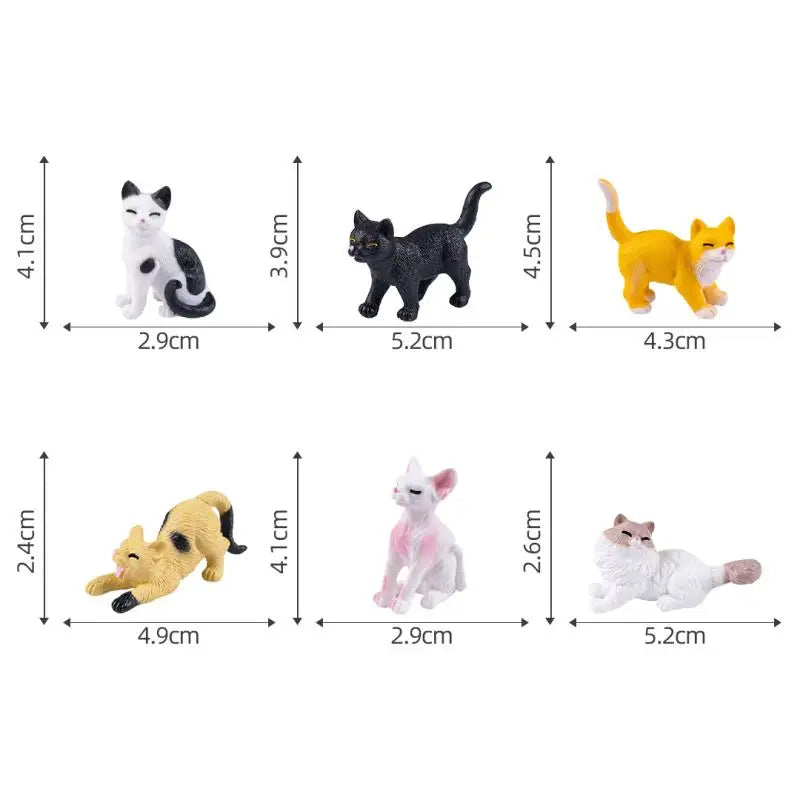 6PCS DIY Micro Landscape Resin Cat Ornament Animal Miniature Fairy Garden Decoration Kitten Figurine Home Decor Accessories