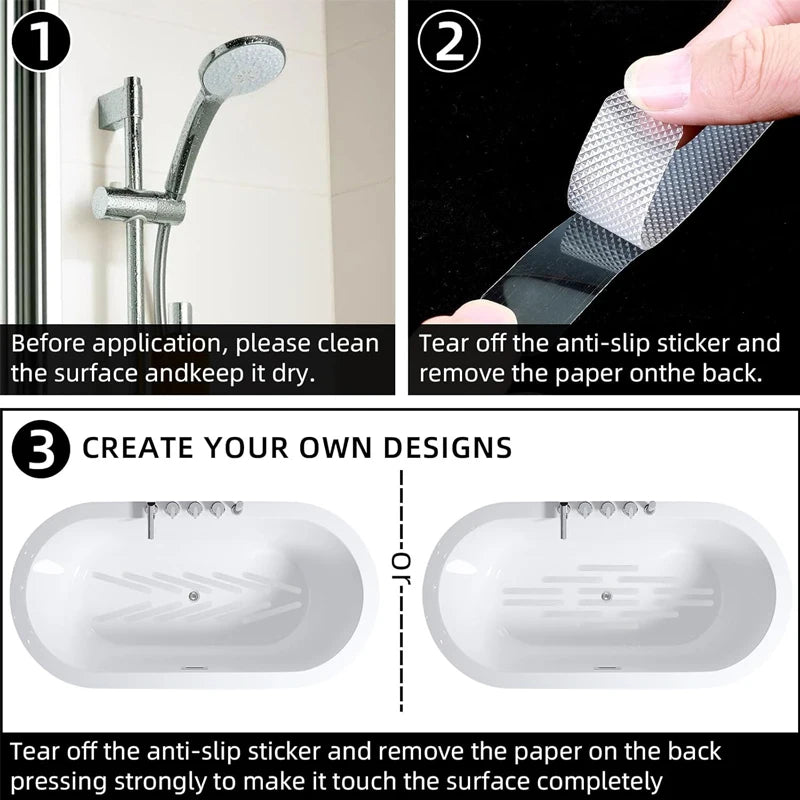 Anti-slip Strips Safety Shower Treads Stickers Bathtub Non Slip Sticker With Scraper Anti Skid Tape For Shower Tub Steps Floor