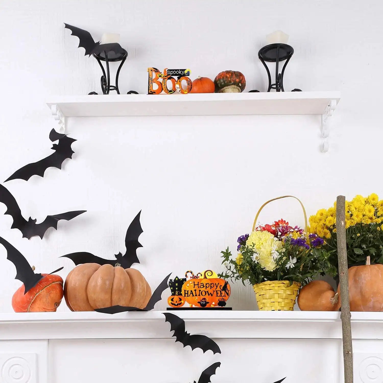 Creative Halloween Wooden Handicraft Decoration Halloween Desktop Ornaments Set Happy Helloween Party Trick ot Treat Decor