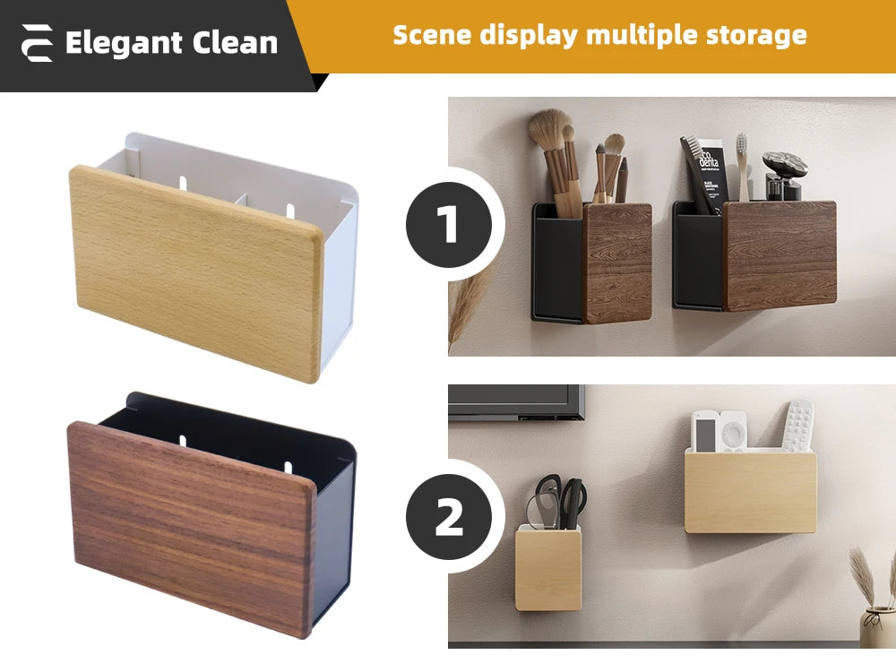 Solid wood Bathroom Storage Rack Punch-free installation Wall mounting Can store toothbrush toothpaste comb and cosmetics