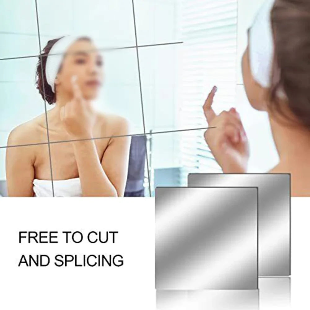 20X20 Acrylic Flexible Mirror Sheets Silver Self Adhesive Mirror Tiles Household Mirrors Bathroom Products Vanity Mirrors