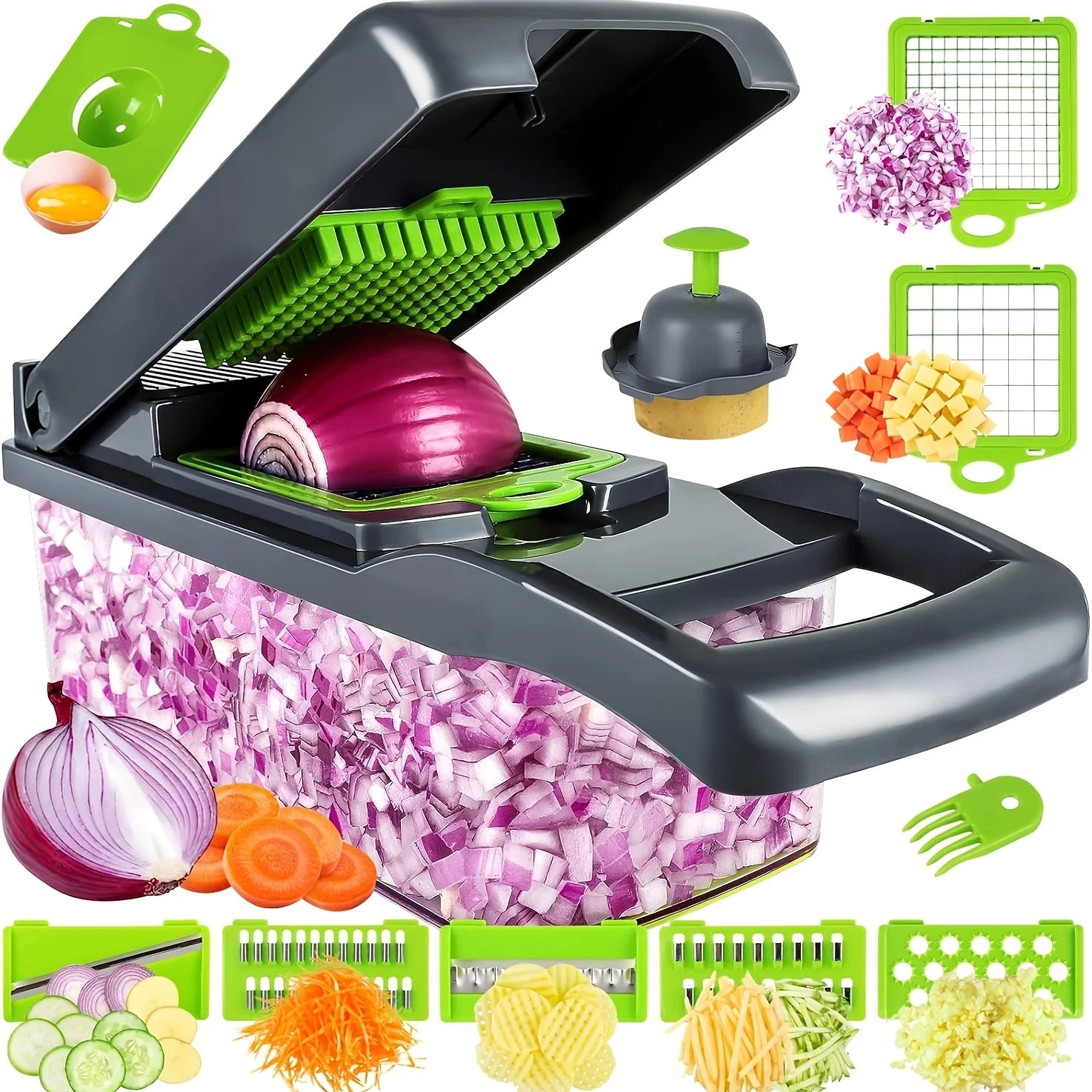 16-in-1 Vegetable Chopper, Professional Onion Chopper, Multifunctional Food Chopper, Kitchen Vegetable Slicer And Dicer