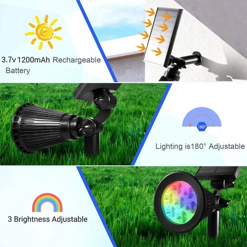 9 LED Solar Spot Light Outdoor IP65 Waterproof Spotlights Solar Garden Lights Landscape Lighting Decoration Pathway Lawn Lamp