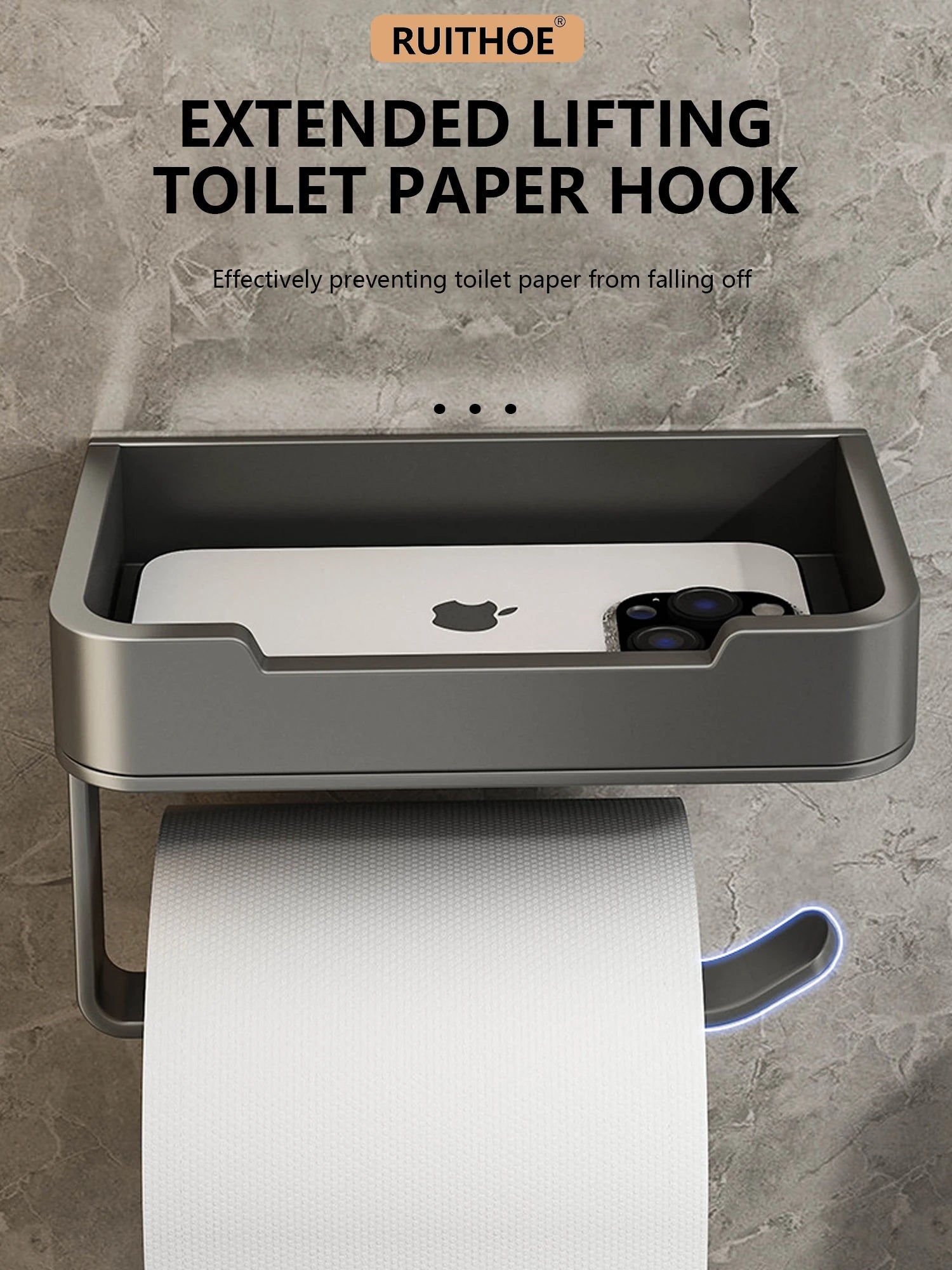 Toilet Paper Holder Space Aluminum Wall Mounted Black Toilet Paper Roll Holder Bathroom Accessories Hardware Decor Storage Shelf