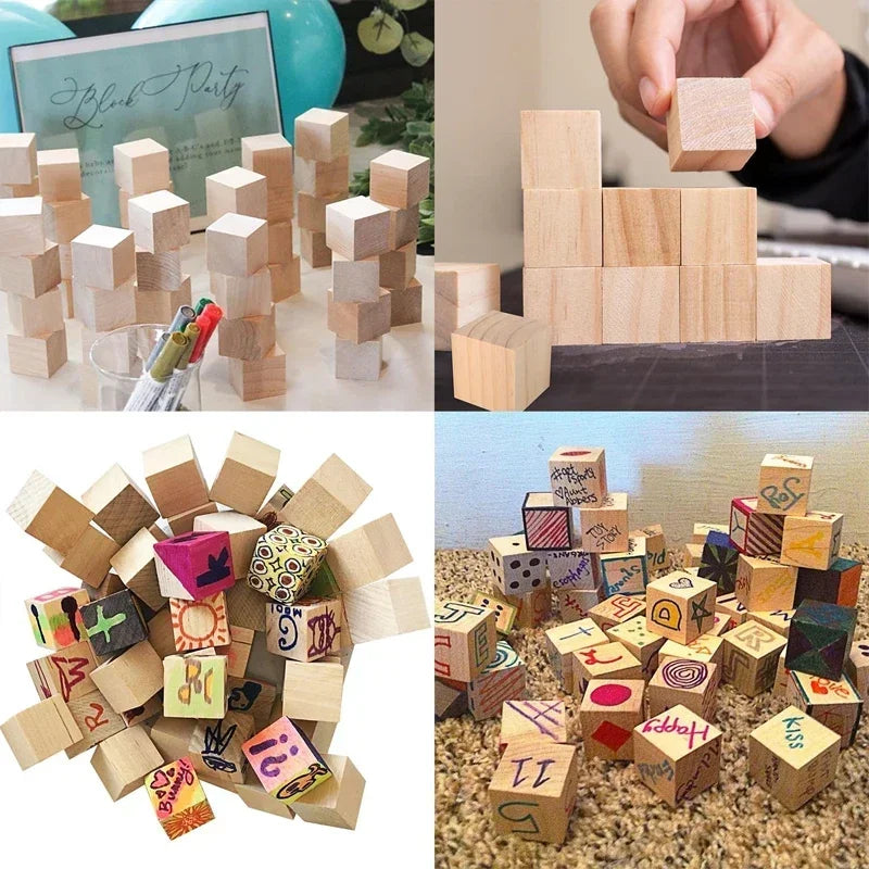 50/100pcs 20/25/30mm Unfinished Wooden Cubes, Blank Wood Blocks for DIY Craft, Painting, Baby Shower, Puzzle Making, Home Decor
