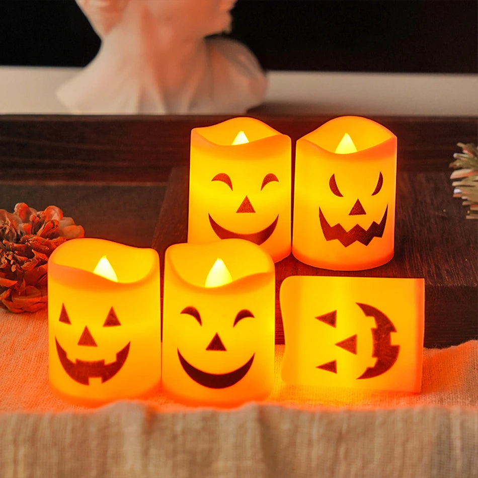 Halloween Led pumpkin lantern Light Home Decoration Candle Lamp Halloween Party Supplies Haunted House Horror Props Kids Gifts