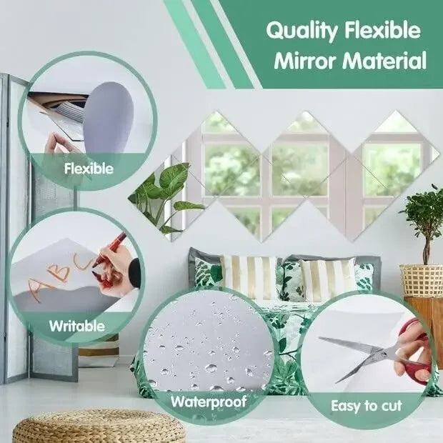20X20 Acrylic Flexible Mirror Sheets Silver Self Adhesive Mirror Tiles Household Mirrors Bathroom Products Vanity Mirrors