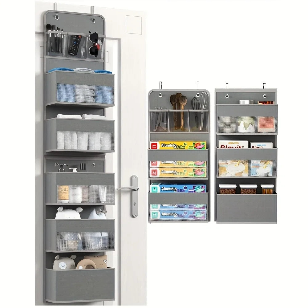 Over the Door Organizer Storage 5 Shelf Hanging Door Organizer with 5 Large Capacity Pockets for Bedroom Bathroom 1pcs
