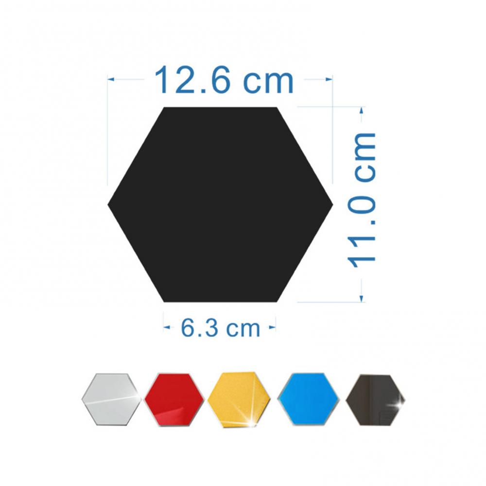 12Pcs Hexagonal Self Adhesive Mirror 3D Mirror Wall Sticker Home Decor Decorations DIY Removable Living Room Decal Art Ornaments