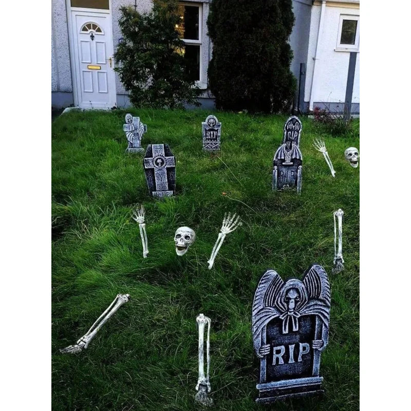 Halloween Skeleton Stake Decorations, Realistic Skull Halloween Props, Spooky Yard Decoration with Arm, Garden Halloween Decor