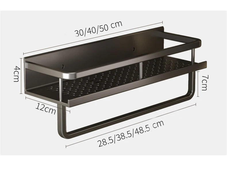 Bathroom Shelf Makeup Storage Organizers Aluminum Shower Shampoo Towel Rack Shelves No Drill Wall Shelf Bathroom Accessories