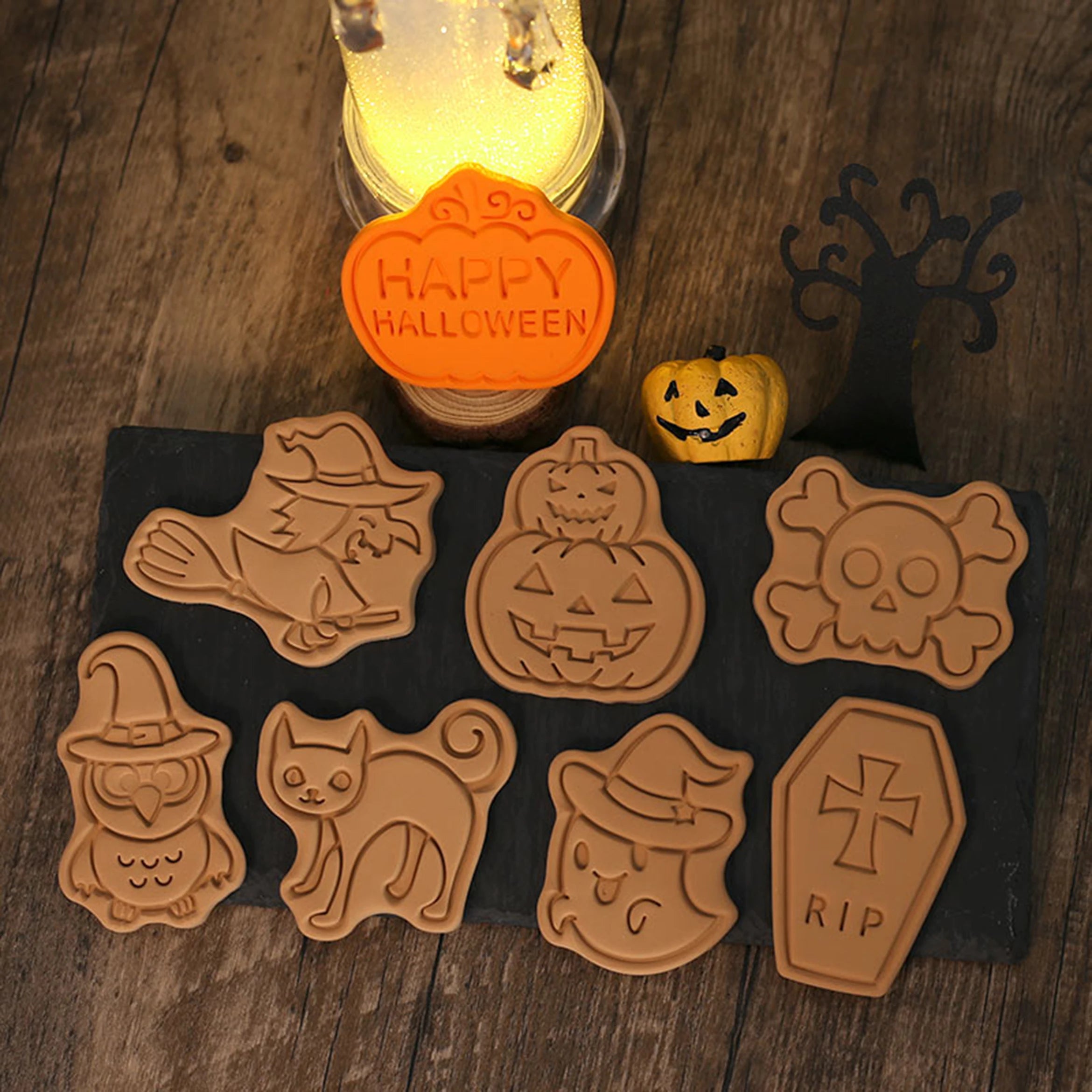 8Pcs Halloween Cookie Cutters 3D Pumpkin Ghost Biscuit Cutter Cookie Molds Kitchen Pastry Baking Tools Halloween Decoration 2024