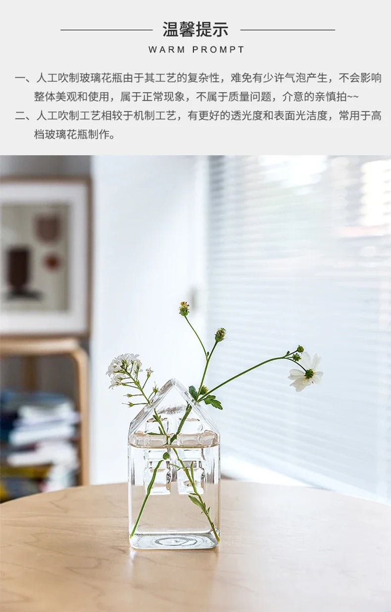Creative Simple Small Pomegranate Glass Vase Desktop Hydroponic Lovely Hydroponic Flower Ornament Home Decor Vase Transparent